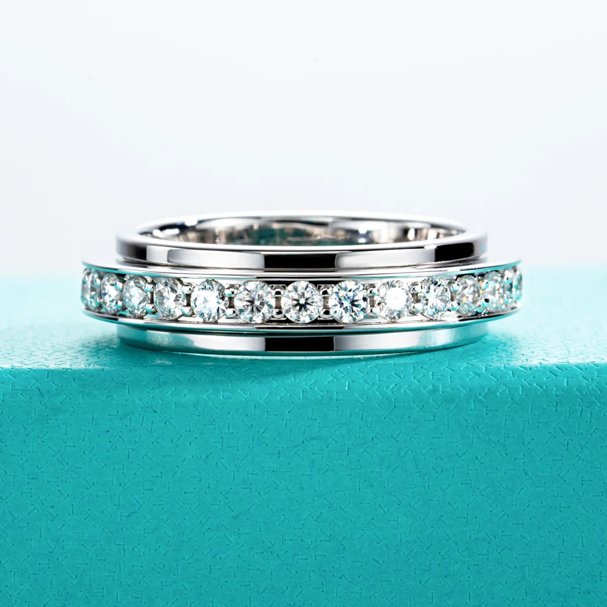 2MM Moissanite Spinner Eternity Band Ring