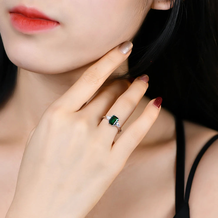 VVS 1 Octagon Cut Emerald Adjustable Ring.