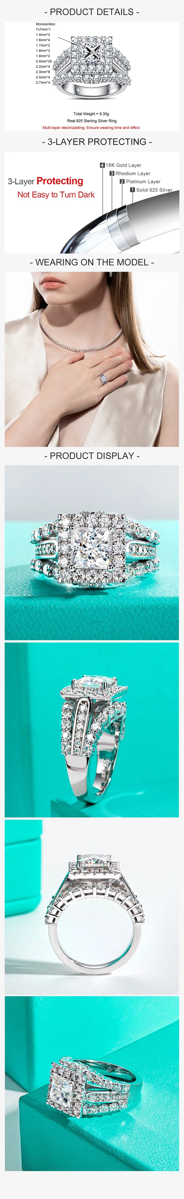 3.884 CTTW Princess Cut Moissanite Engagement Ring