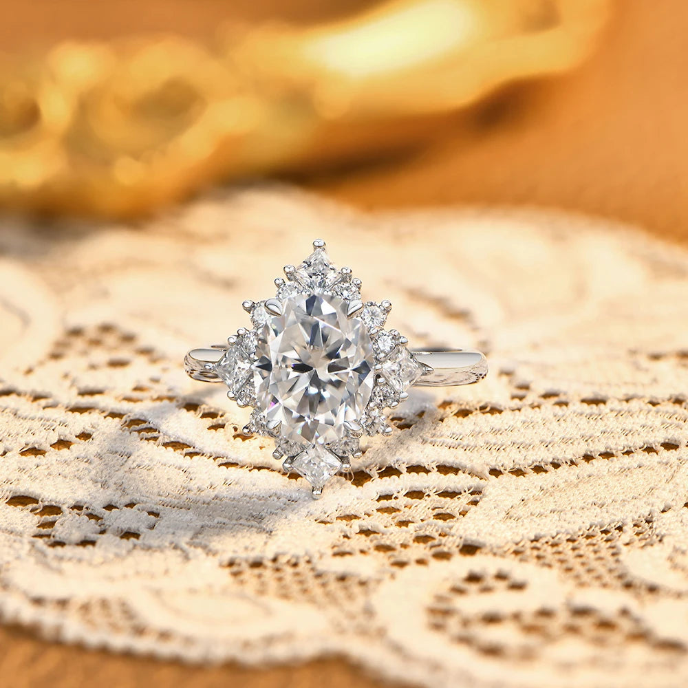 3 CT Snowflake Halo Moissanite Engagement Ring