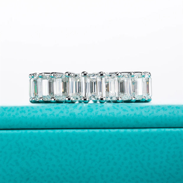 GK Moissanites 3*5mm 8.1cttw Emerald Moissanite Eternity Ring