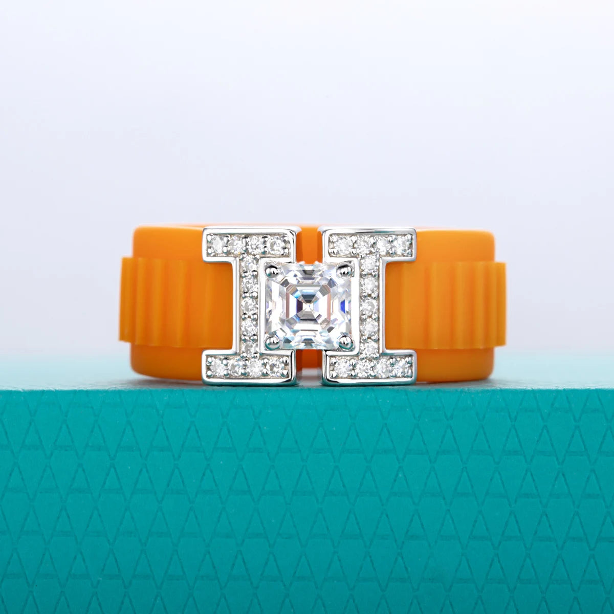 Asscher Cut Moissanite Silicone Ring