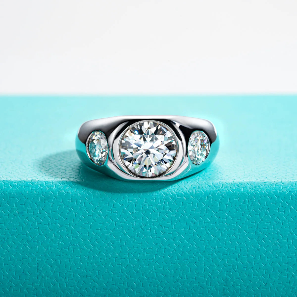 3 CTTW D Color Men's Moissanite Ring