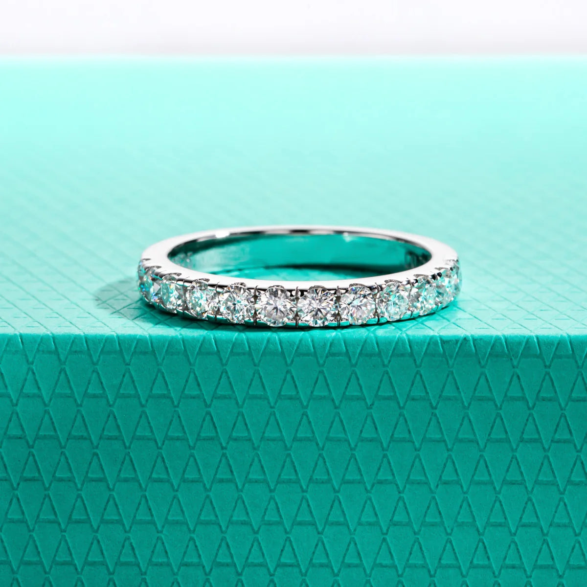 2.5 MM (0.72 CTTW) D Color Moissanite Half Eternity Band Ring