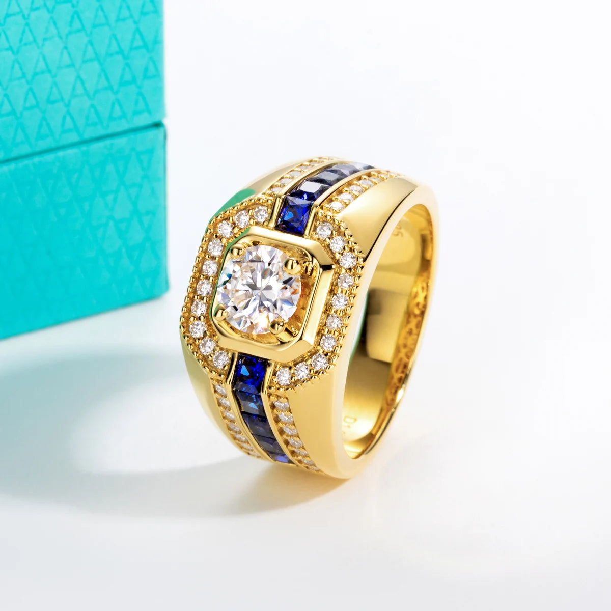 1 CT Round Moissanite Vintage Men's Ring
