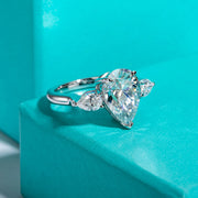 6CT Pear Cut D Color Moissanite Engagement Ring.