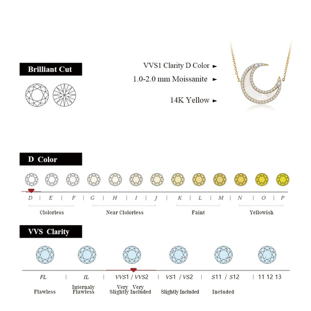 VVS1 D Colo Moon Shaped Moissanite Necklace | S925.