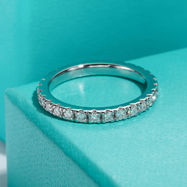 2 MM Round Cut Moissanite Wedding Band Ring
