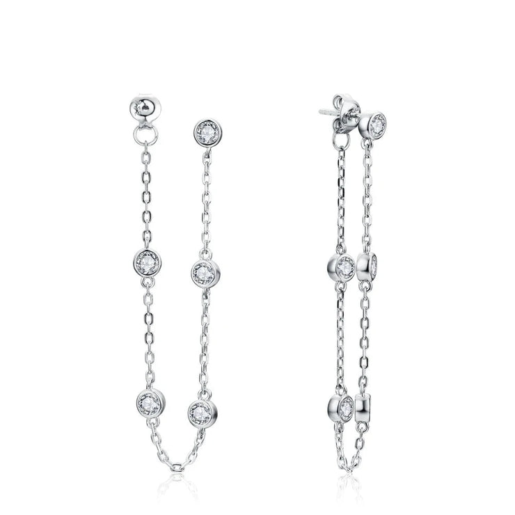 3.5mm Round Cut Moissanite Drop Earrings | S925.