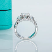 1.5CT Princess Cut Center Moissanite Bridal Ring Set.