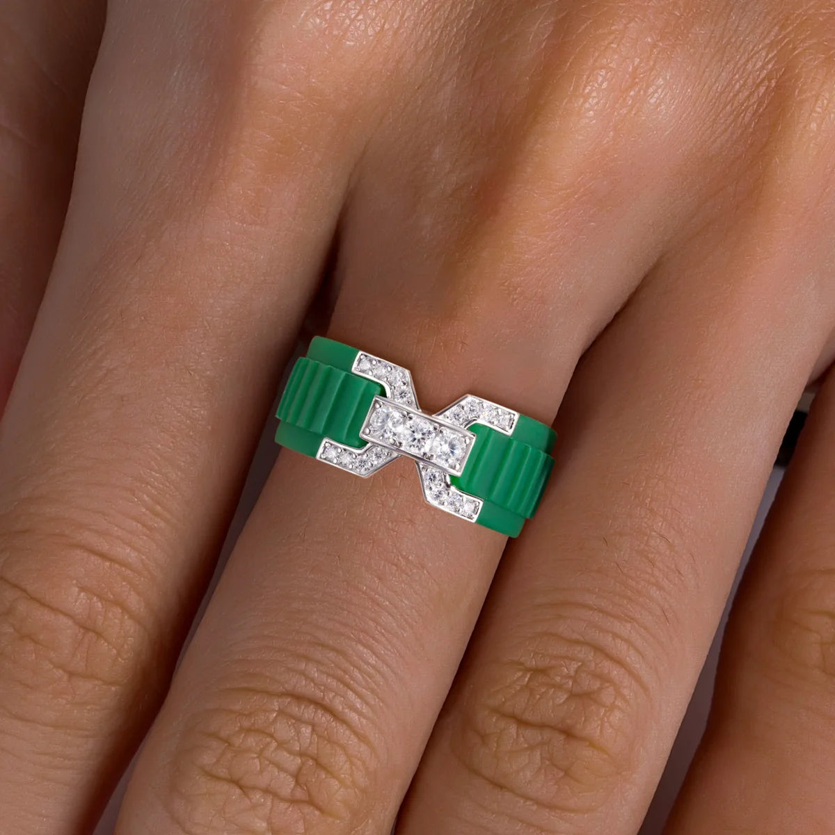 Moissanite Inlaid Silicone Band Ring