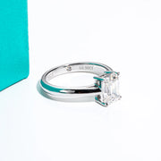 2 CT Emerald Cut Moissanite Engagement Ring | 925 Sterling Silver.