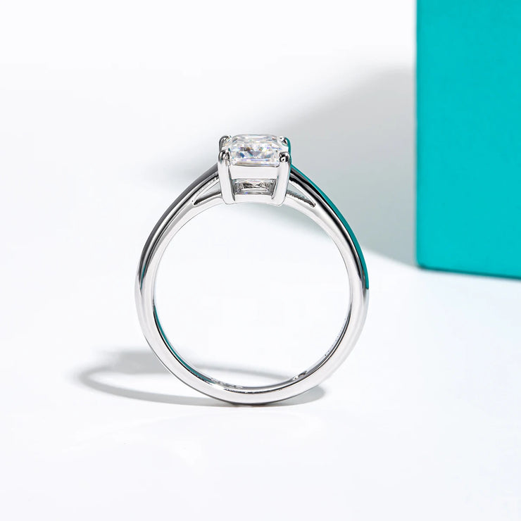 2 CT Emerald Cut Moissanite Engagement Ring | 925 Sterling Silver.