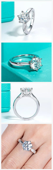 3 CT Round Cut D Color Moissanite Engagement Ring.