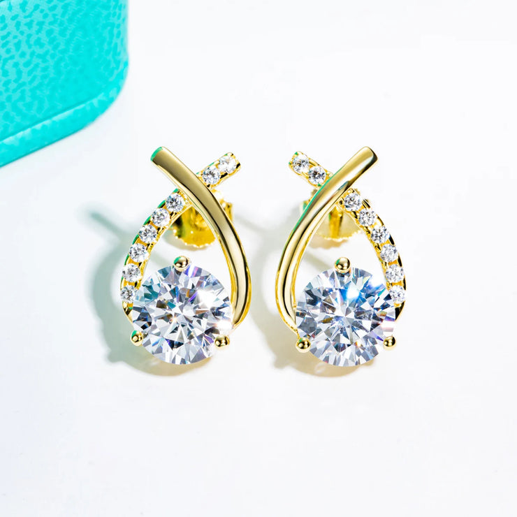 4cttw D Color Moissanite Diamond Stud Earrings.