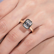 3CT Emerald Cut D Color Moissanite Engagement Ring.