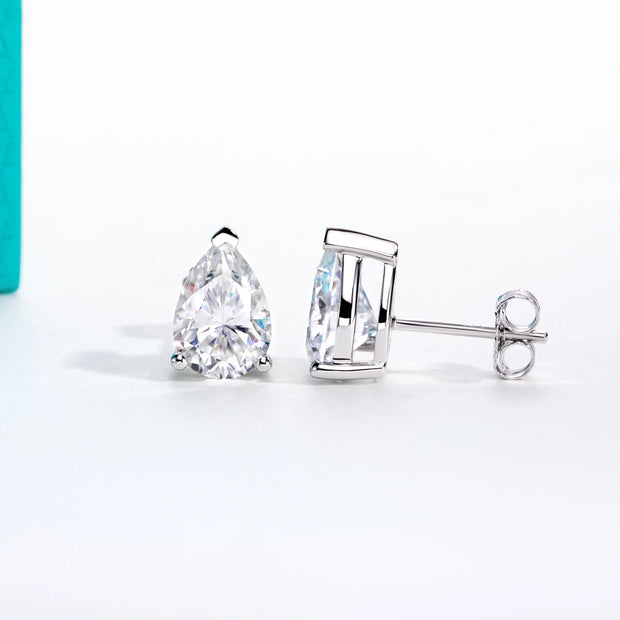 VVS1 D Color Pear Cut Moissanite Stud Earrings
