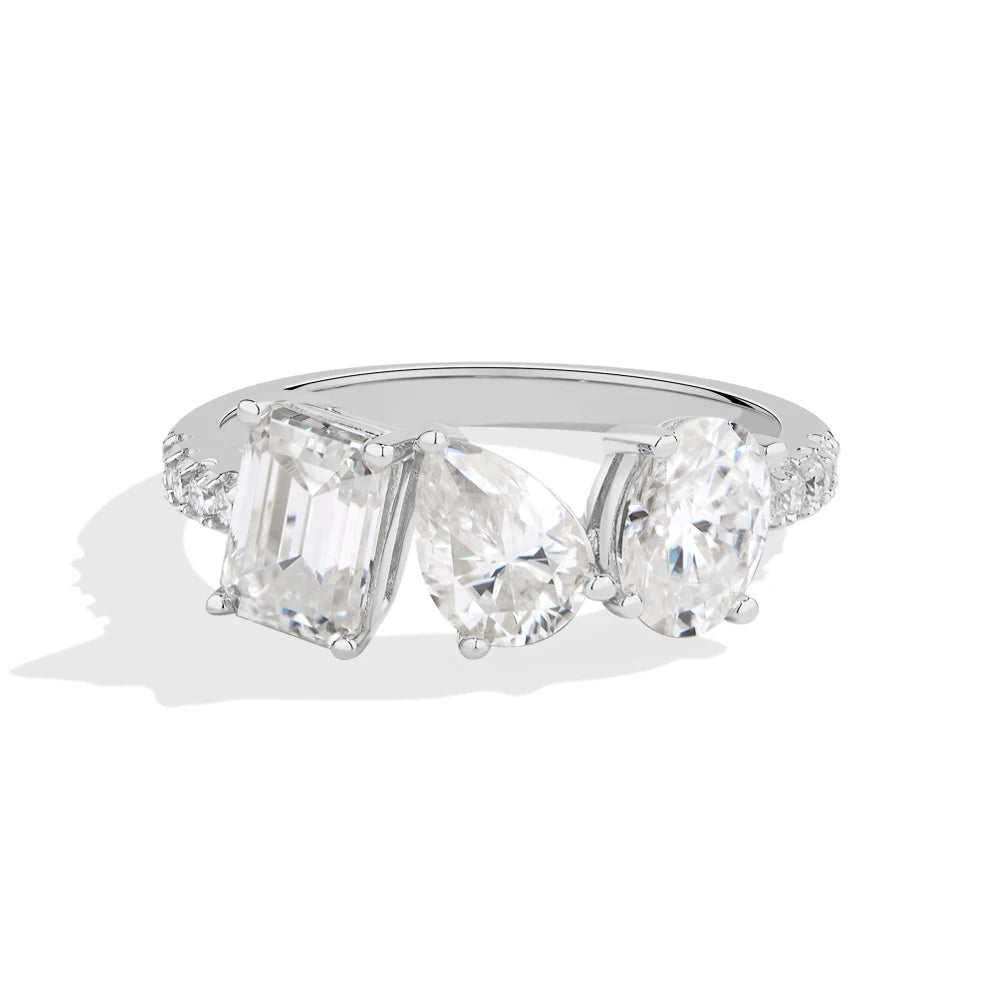 VVS1 D Color 3-Stone Moissanite Engagement Ring