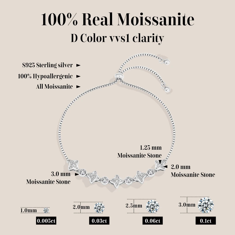 Four-Pointed Star Moissanite Bracelet