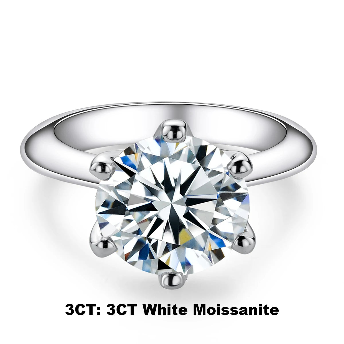 VVS1 Round Cut Solitaire Moissanite Engagement Ring