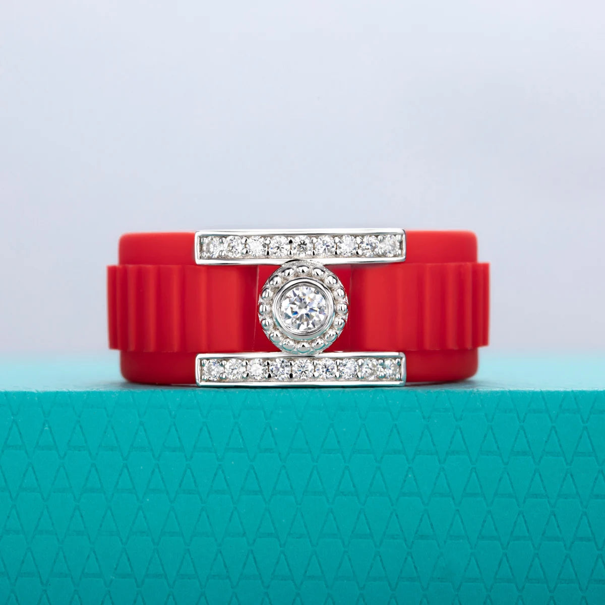 3 MM Round Moissanite Halo Silicone Ring