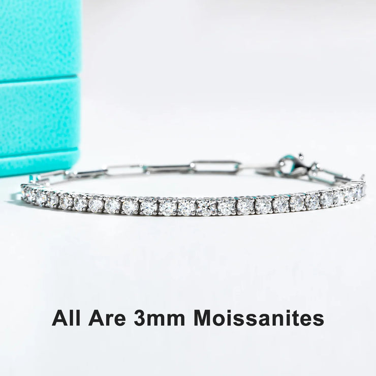 3mm Moissanite Tennis Bracelet – Adjustable 16+4cm.