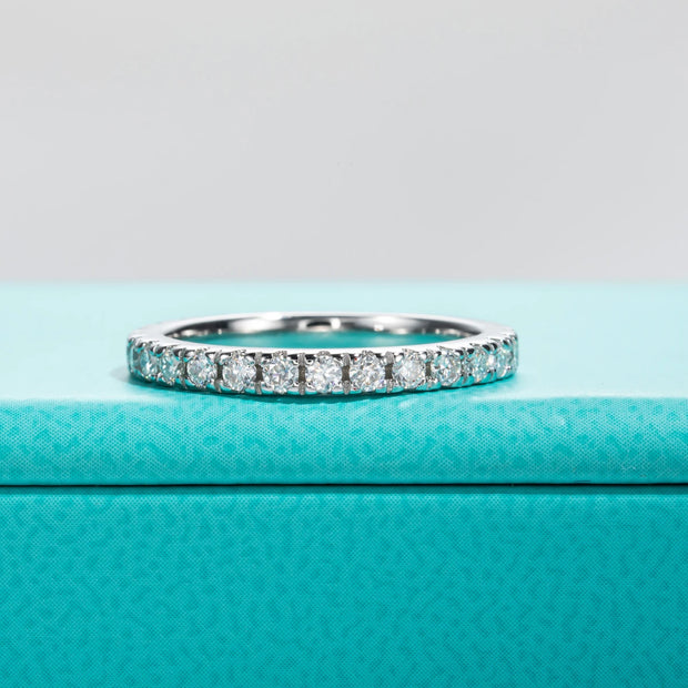 2 MM Round Cut Moissanite Wedding Band Ring