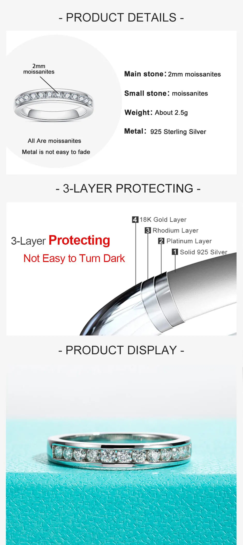 2MM Round Cut D Color Moissanite Band