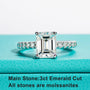 3CT Emerald Cut D Color Moissanite Engagement Ring.