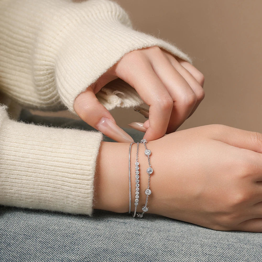 Three Layer Stacking Moissanite Bracelet