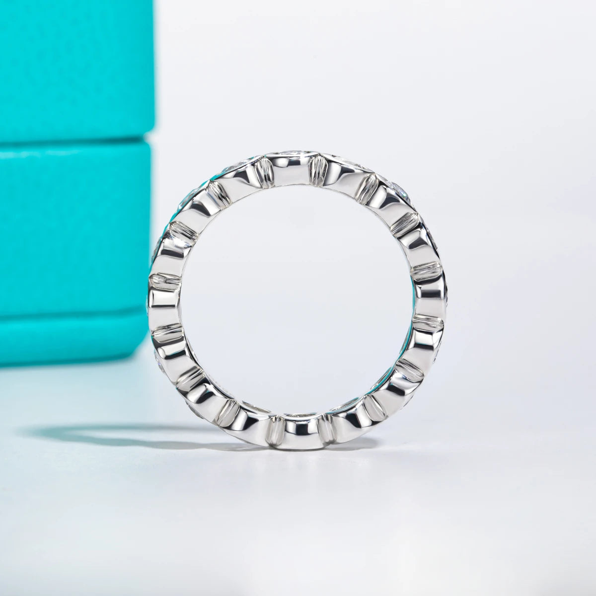 3 MM Round Cut Moissanite Eternity Band