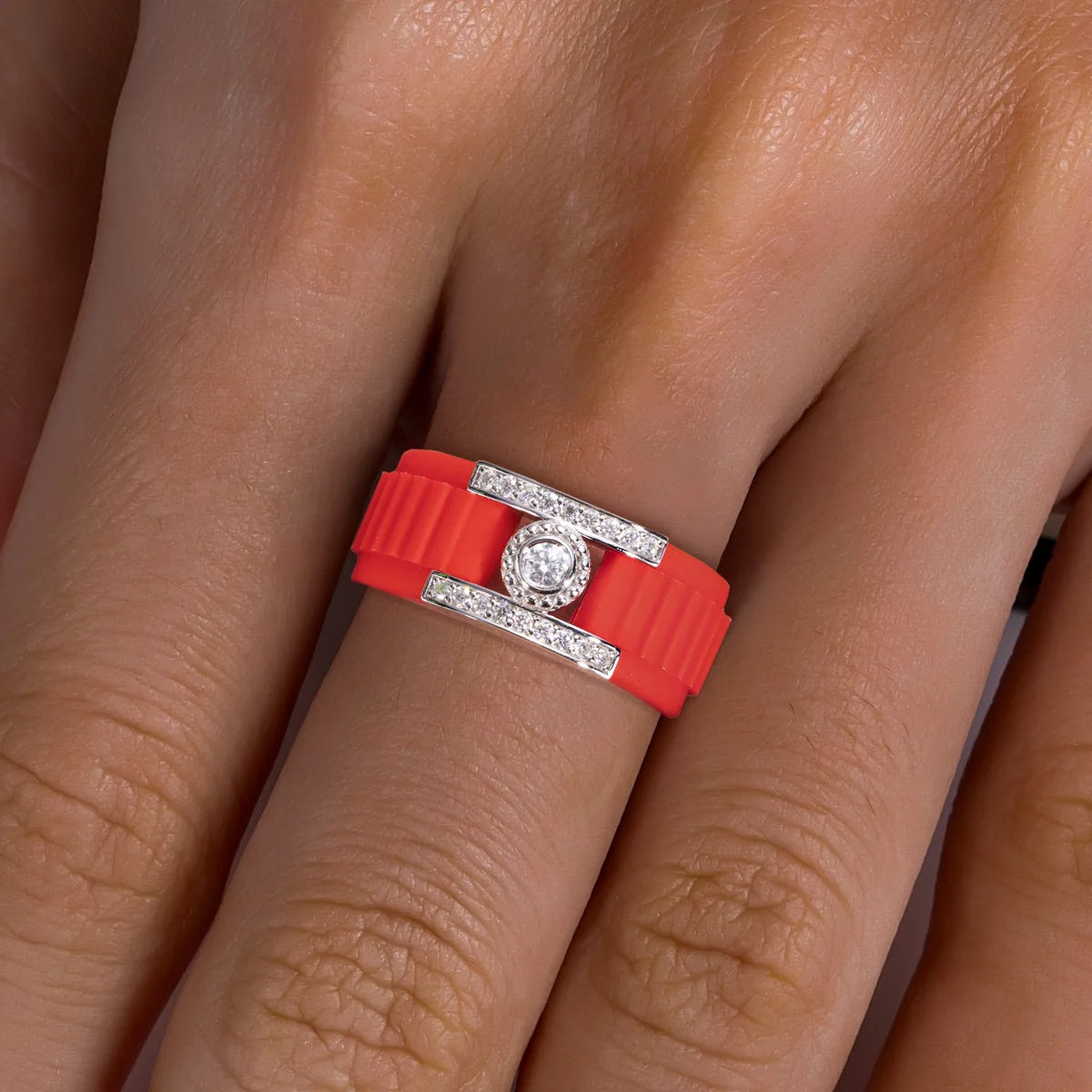3 MM Round Moissanite Halo Silicone Ring