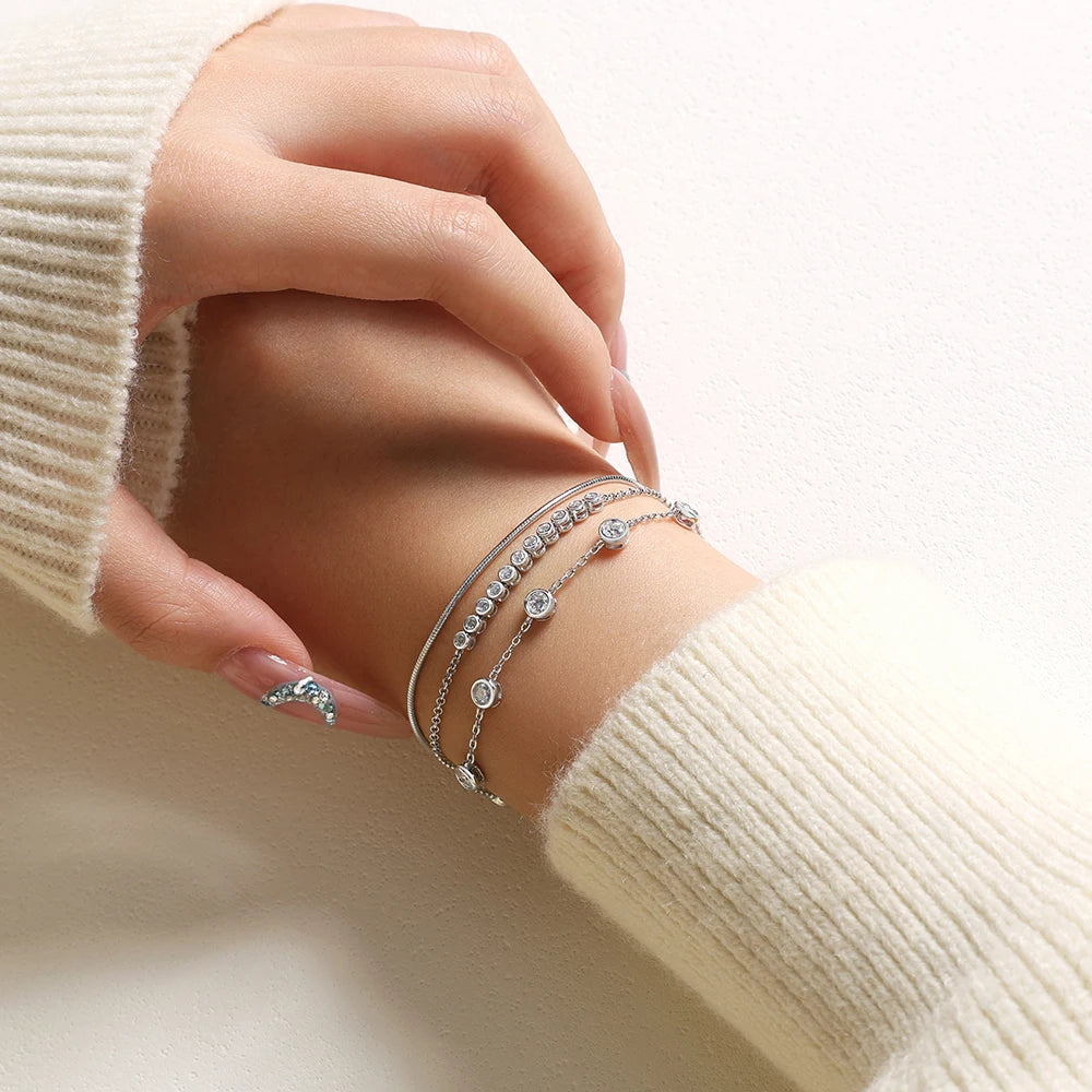 Three Layer Stacking Moissanite Bracelet