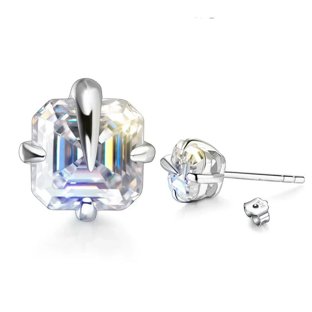 0.8 CT Asscher Cut Moissanite Stud Earrings | S925.