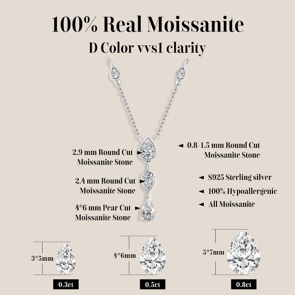 Water Drop Y-Shape Moissanite Necklace