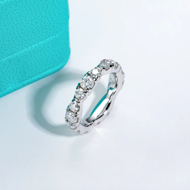 GK Moissanites 3mm/4mm D Color Moissanite Eternity Band Rings