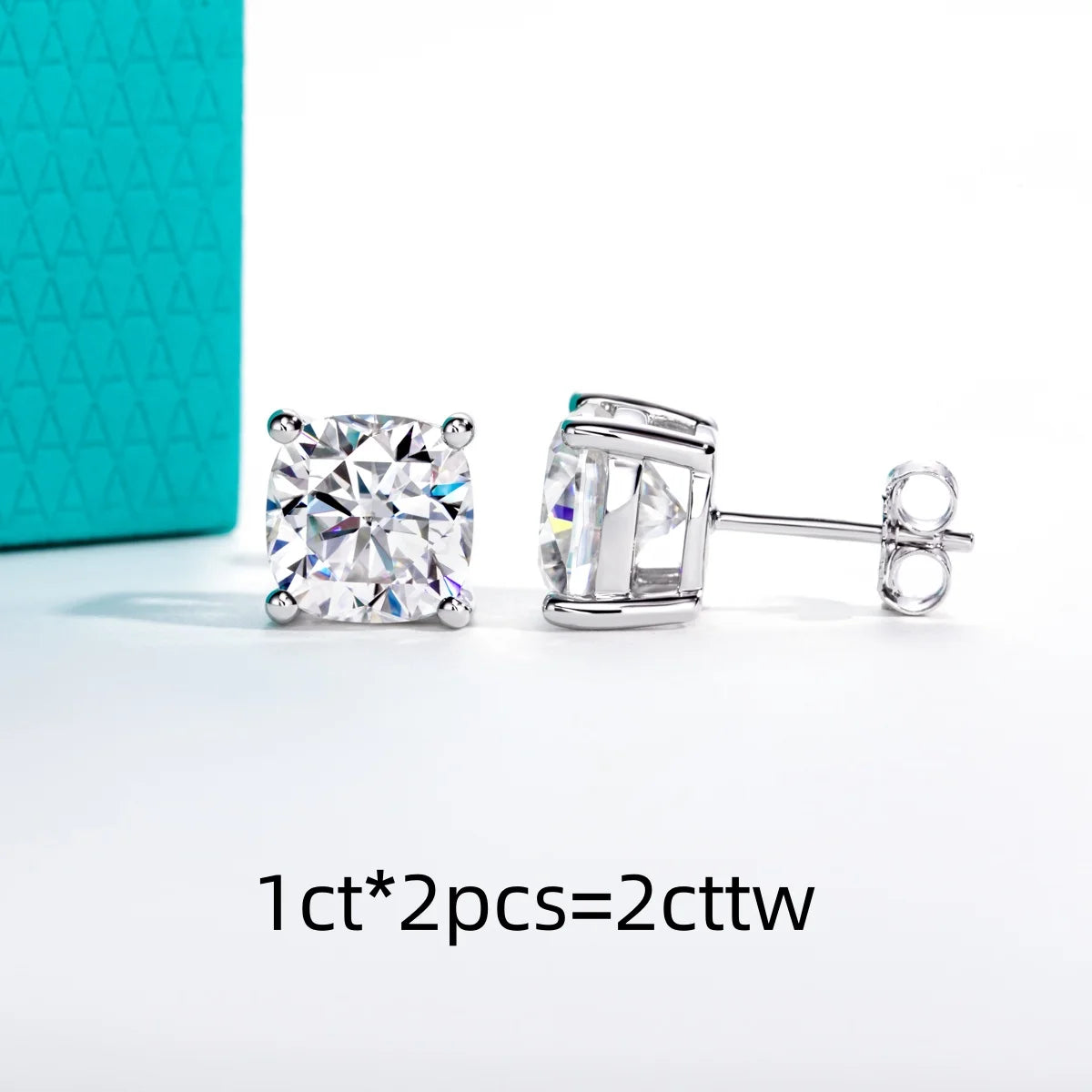 VVS1 D Color Cushion Cut Moissanite Earrings