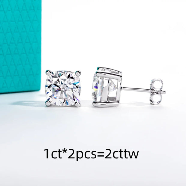 VVS1 D Color Cushion Cut Moissanite Earrings