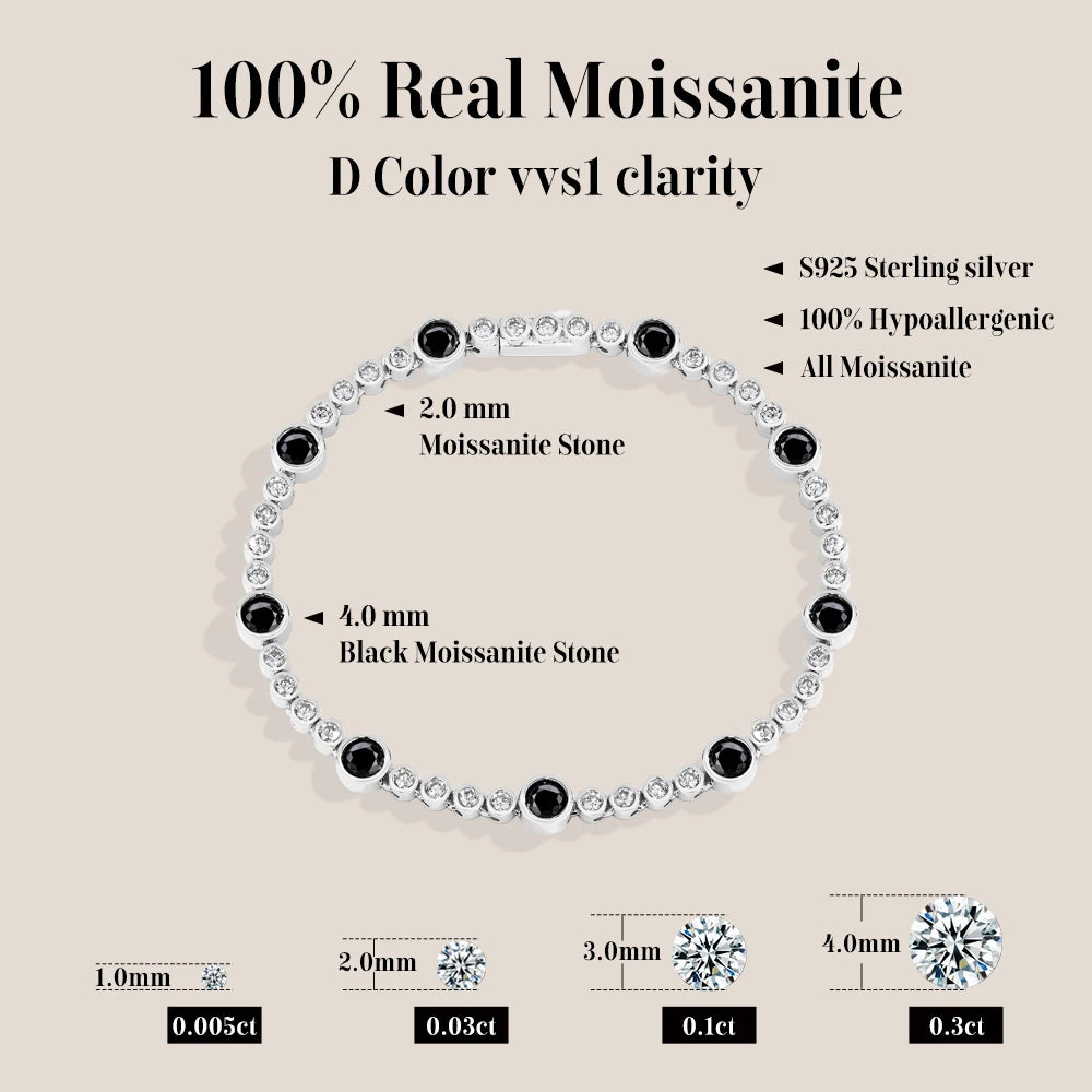 Black Moissanite Round Bubble Tennis Bracelet