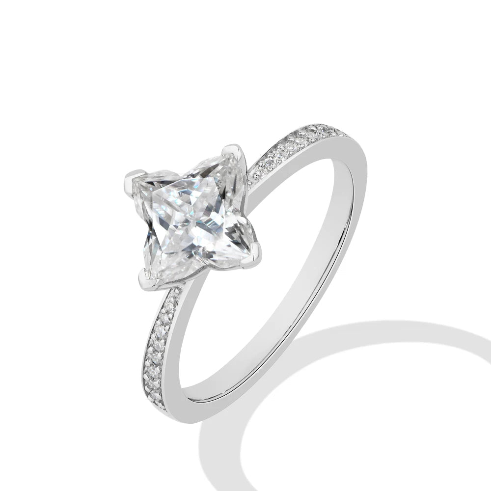 2 CT Clover Cut Moissanite Ring