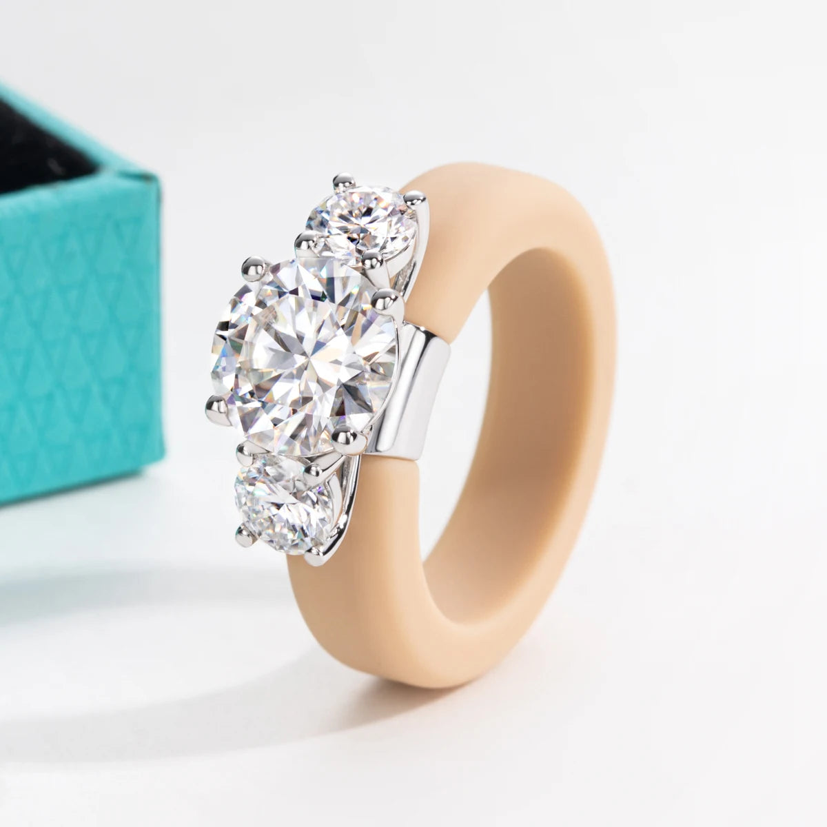 4 CTTW Three-Stone Moissanite Silicone Ring