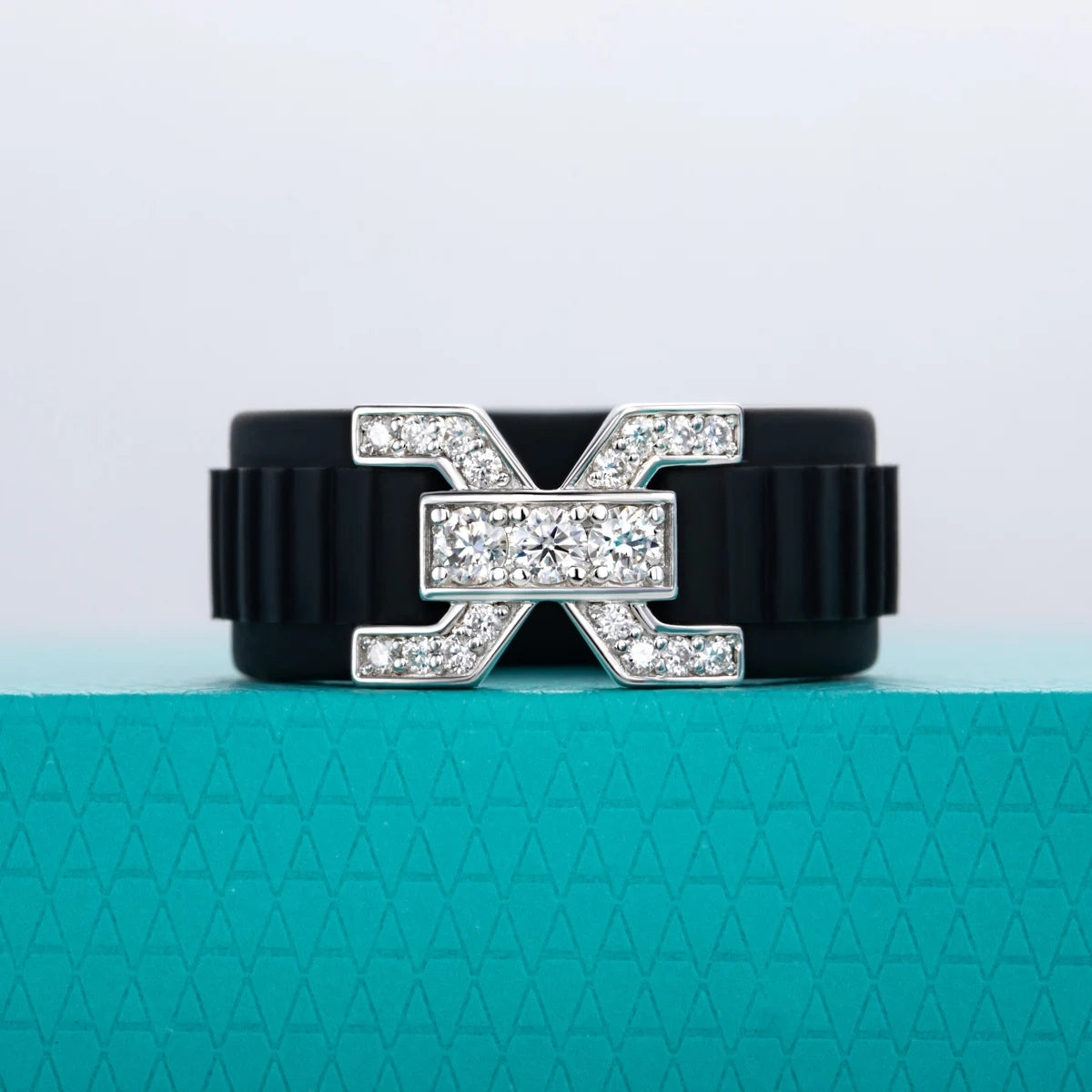 Moissanite Inlaid Silicone Band Ring