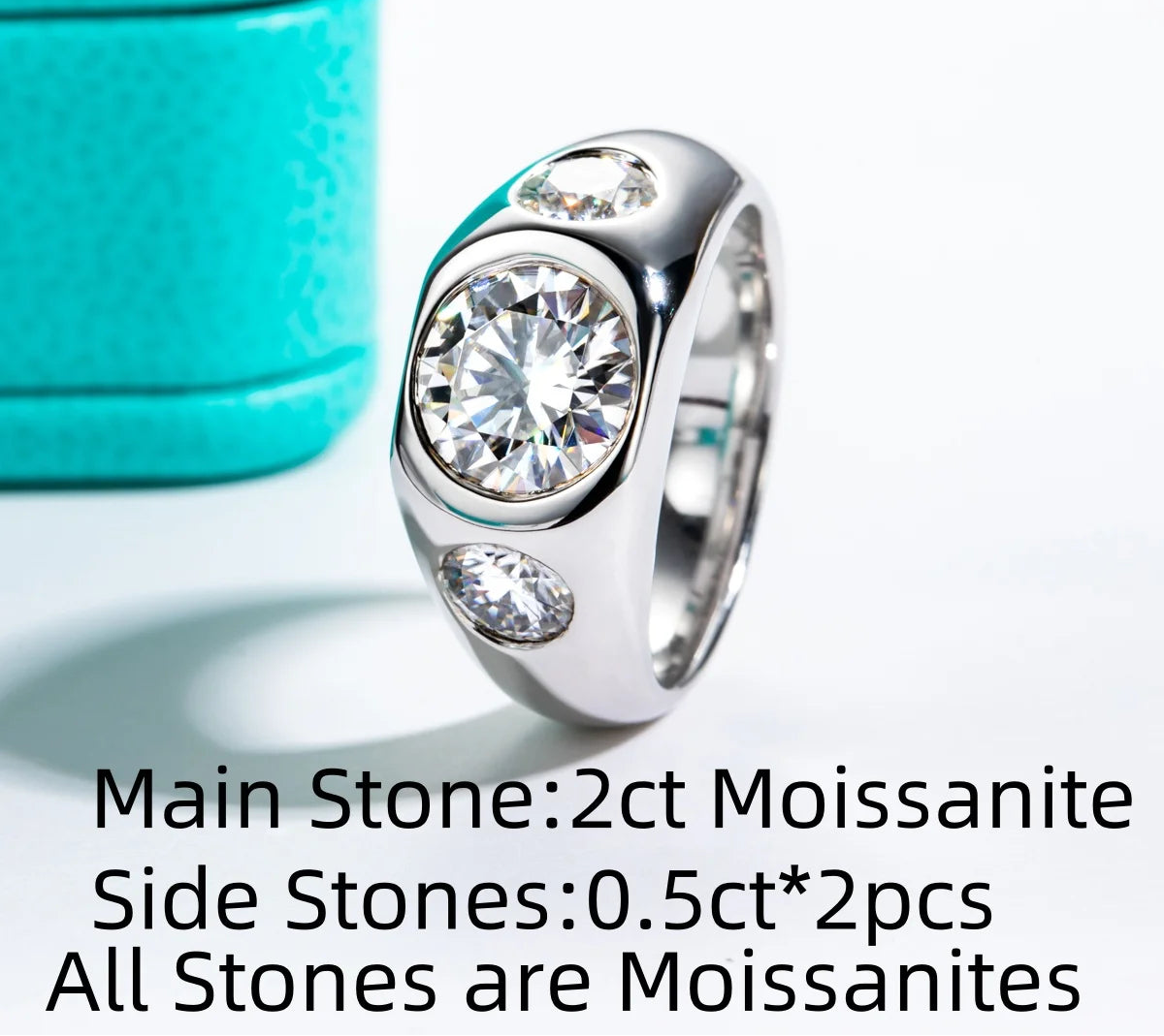 3 CTTW D Color Men's Moissanite Ring
