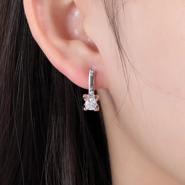 1cttw Moissanite Huggie Earrings - 925 Sterling Silver D Color Lab Created Diamond Hoop Earrings for Women.