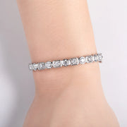 4.5mm D Color Moissanite Diamond Silver Bracelet – 18K White Gold Plated Bezel Bangle.