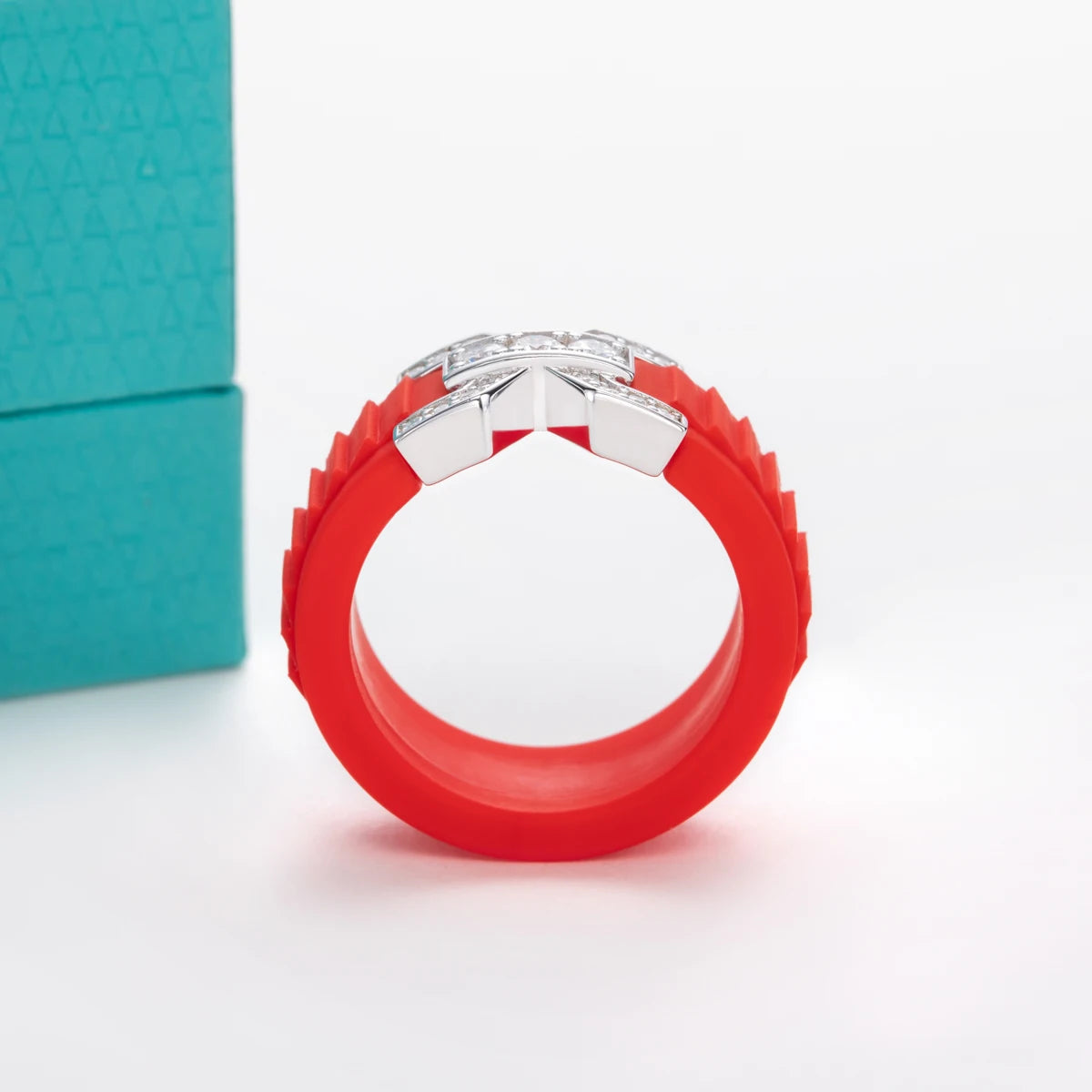 Moissanite Inlaid Silicone Band Ring