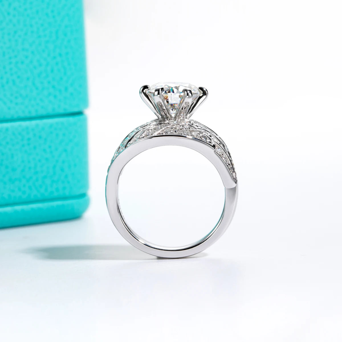 4 CTTW Angel Wing Moissanite Engagement Ring