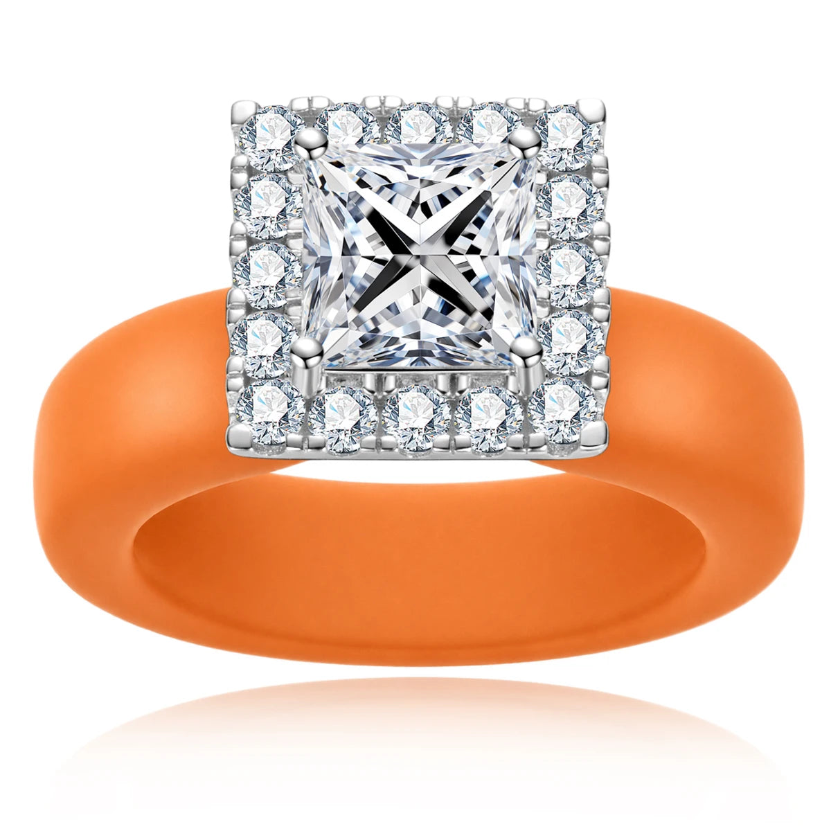 2 CT Princess Cut Moissanite Silicone Ring