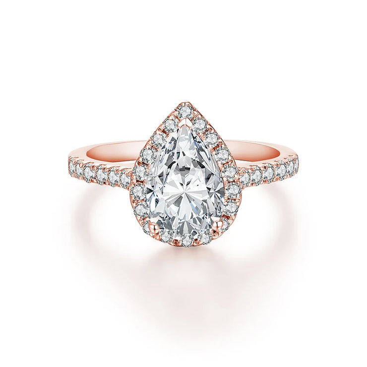 Pear Cut 2.0 CT Moissanite Engagement Ring.