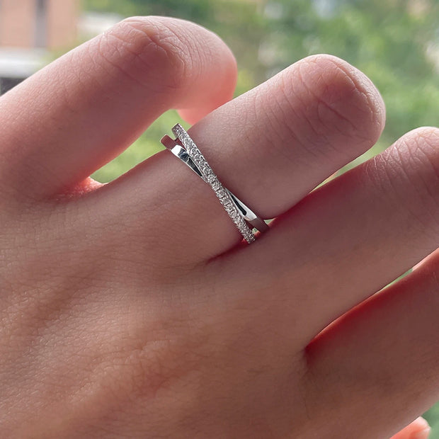 GK Moissanites D Color Moissanite Diamond Cross Engagement Wedding Rings